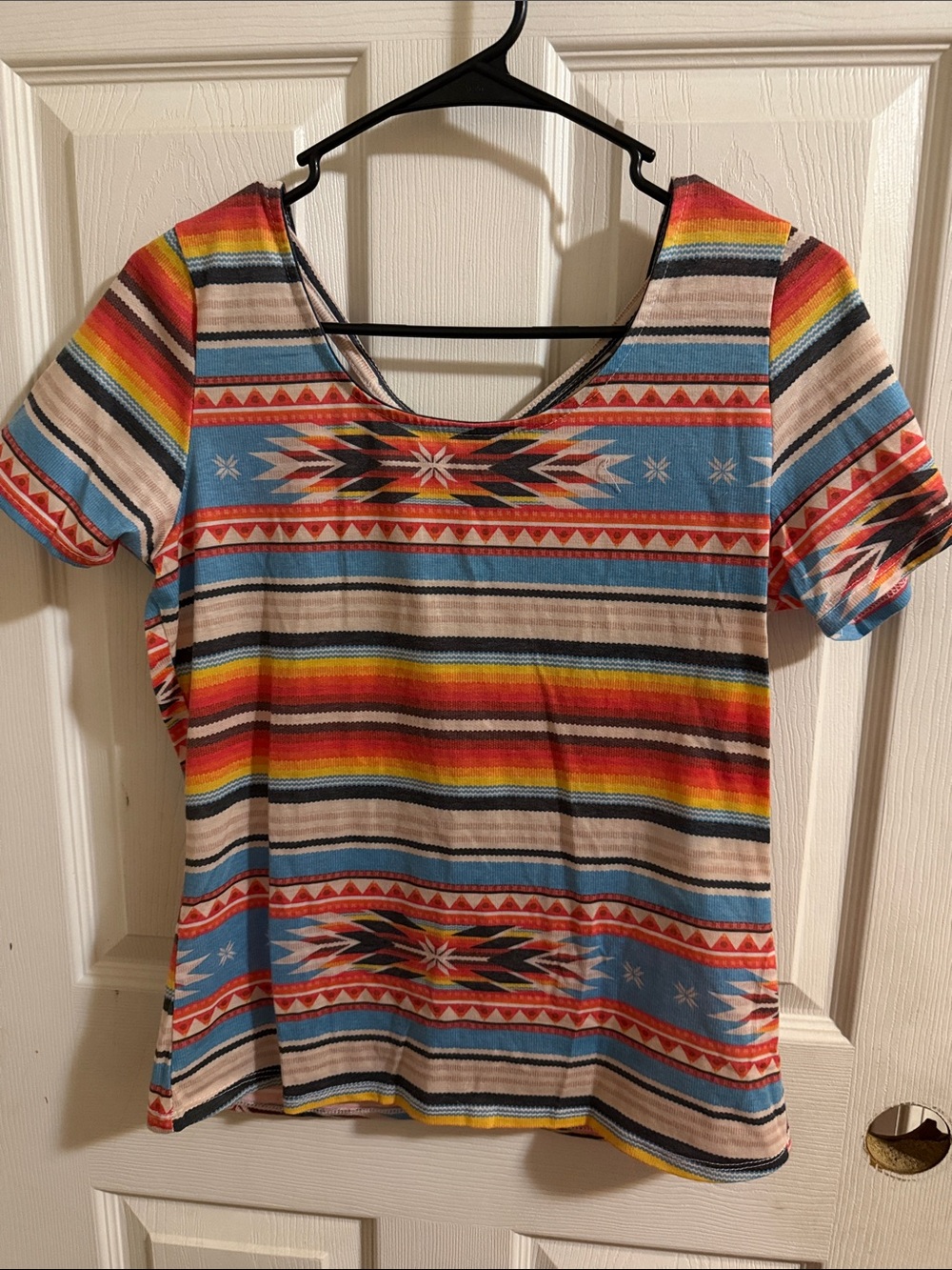 Avery Multicolor Aztec Stripe Scoop Neck Tee